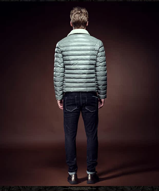 凡转欧美2016冬季新款男士棉衣修身外套纯色青年学生加厚610113