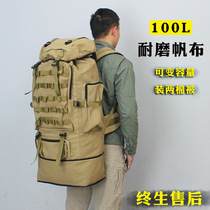 100L expandable extra large canvas Travel long distance luggage travel outdoor mountaineering mens clothes Quilt backpack