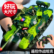 Large remote control tank toy charging electric boy military armored vehicle cannon chariot childrens off-road car model