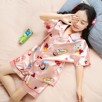 Childrens pajamas girls summer ice thin short-sleeved childrens suits