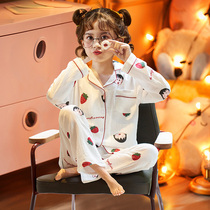 Girls Cotton Pajamas Spring and Autumn Childrens Long Sleeve Thin Set of Childrens Parents and Children Mother and Girl Baby Girls Home Clothes