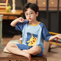 Boys pajamas cotton childrens summer short-sleeved thin little boy middle and Big Boy cartoon boy home suit suit