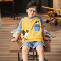 Childrens pajamas boys summer cotton short-sleeved thin mid-day childrens summer cartoon boy baby home clothing set