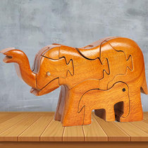Wooden animal elephant building blocks Childrens educational toys puzzle puzzle diy mortise and tenon building blocks model l Luban lock