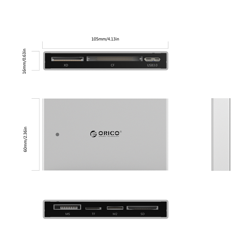 ORICO USB3.0高速读卡器多合一 sd cf tf卡多功能相机 手机读卡器产品展示图2