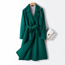 Big brand Camel double-sided cashmere coat womens long 21 autumn and winter New lace-up simple woolen jacket 11043