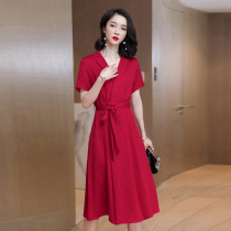 Imperial sister fan heavy weight silk dress female summer 2021 new waist thin temperament age mulberry silk Medium-length dress