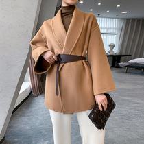 Handmade double-sided woolen coat women 2021 autumn and winter new small man Hepburn style temperament high-end Joker coat