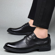 2022 Springtime Mens Fashion Shoes New Pint Mens Wave Male GENTLEMAN BLACK HEAD Cow Leather Leather Shoes Man Shoes