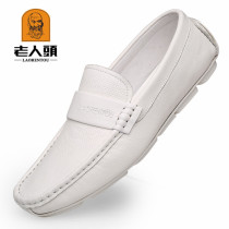 Factory spring and summer old mens shoes leather Bean shoes mens driving leisure white shoes 18D27 luxury