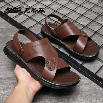 WECKER classic car sandals men 2021 summer new leather wear middle-aged sandals casual sandals