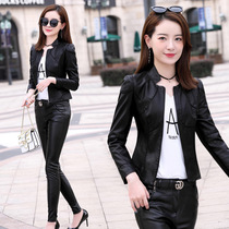 Hua brother love autumn and winter thin short sheep leather clothing womens new Korean version of stand neck casual coat womens coat