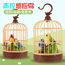 Emulated small bird with bird cage child cage with sound will be called electric voice-controlled bird baby baby toy