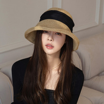 Summer straw hat female sun sun visor Japanese Joker literary Cotton Fashion fisherman hat straw hat foldable