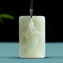 Hetian Jade White Jade Guan Gong pendant Evil spirits lucky necklace Male Guan Yu Wu God of wealth Jade brand Jade Jade Jade Jade Jade jade pendant