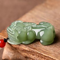 Hetian Jade Pixiu pendant Mens lucky transfer evil jade female couple lucky Pixiu jade Piqiu jade pendant