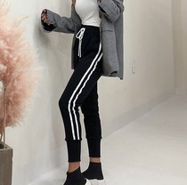 Special spot South Korea Dongdaemun autumn cotton pants two bars casual slim leggings college sports pants