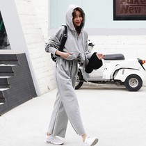 Special spot Korea Dongdaemun Spring and Autumn Women's Cotton Loose Large Size Casual Hoodie Wide Leg Pants Suit