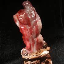 Natural Guilin chicken blood jade Dahongpao Pingye (also)raw stone Qishi ornaments with national identification certificate