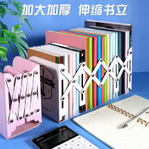 Retractable bookstand Brief Campus Wind Iron Sheet Bookstand Creative Book Standout White Bookshelves High School Students Primary And Middle School Students With Office Folding Bookshelves Desktop Containing Release Book Clips Black Bookbinder