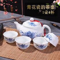 Jingdezhen Ceramic Teapot single pot Gongfu tea with small number Mini handlebar Chinese tea maker green flower porcelain 160ml