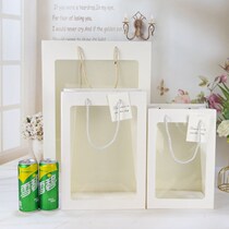 Large number of gifts Packaging open window Handbags Gift Bags Shop Windows Transparent Paper Bags Nets Red Ins Flowers Hands Carry Bags