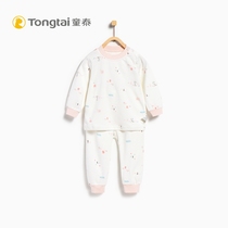 Tongtai baby cotton autumn and winter shoulder open underwear set 1-3 years old men and women baby autumn clothes