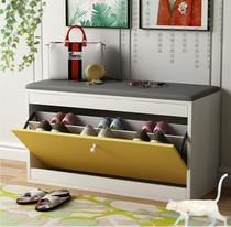 Simple bright light paint ultra - thin flip shoe cabinet with shoe stool black and white 17 24cm thick shoe rack