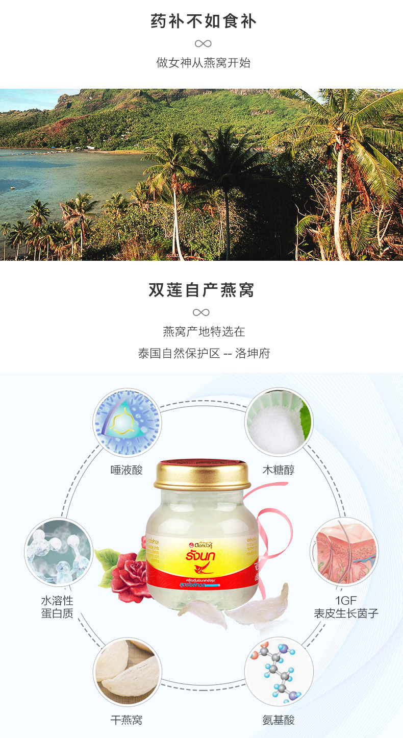 泰国进口双莲木糖醇即食燕窝45ml*6*3组