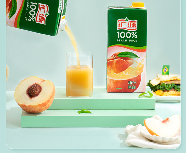 汇源果汁桃汁青春版果蔬汁1000ml*5盒浓缩果汁饮料_爱购网官网