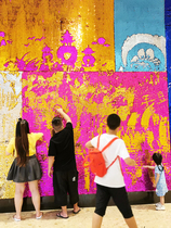 Shopping mall ins net red wall photo area punch-in layout sequin graffiti props background wall interactive beauty Chen decoration