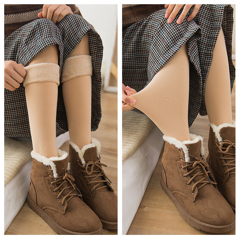 光腿神器抖音同款肉色袜子女中长筒过膝加绒厚雪地袜女短袜露脚踝