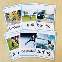 Baby Early Teaching English Word Card English Flash Card Cognitive Card Sports Class Big Cards English Teacher Teaching Aids