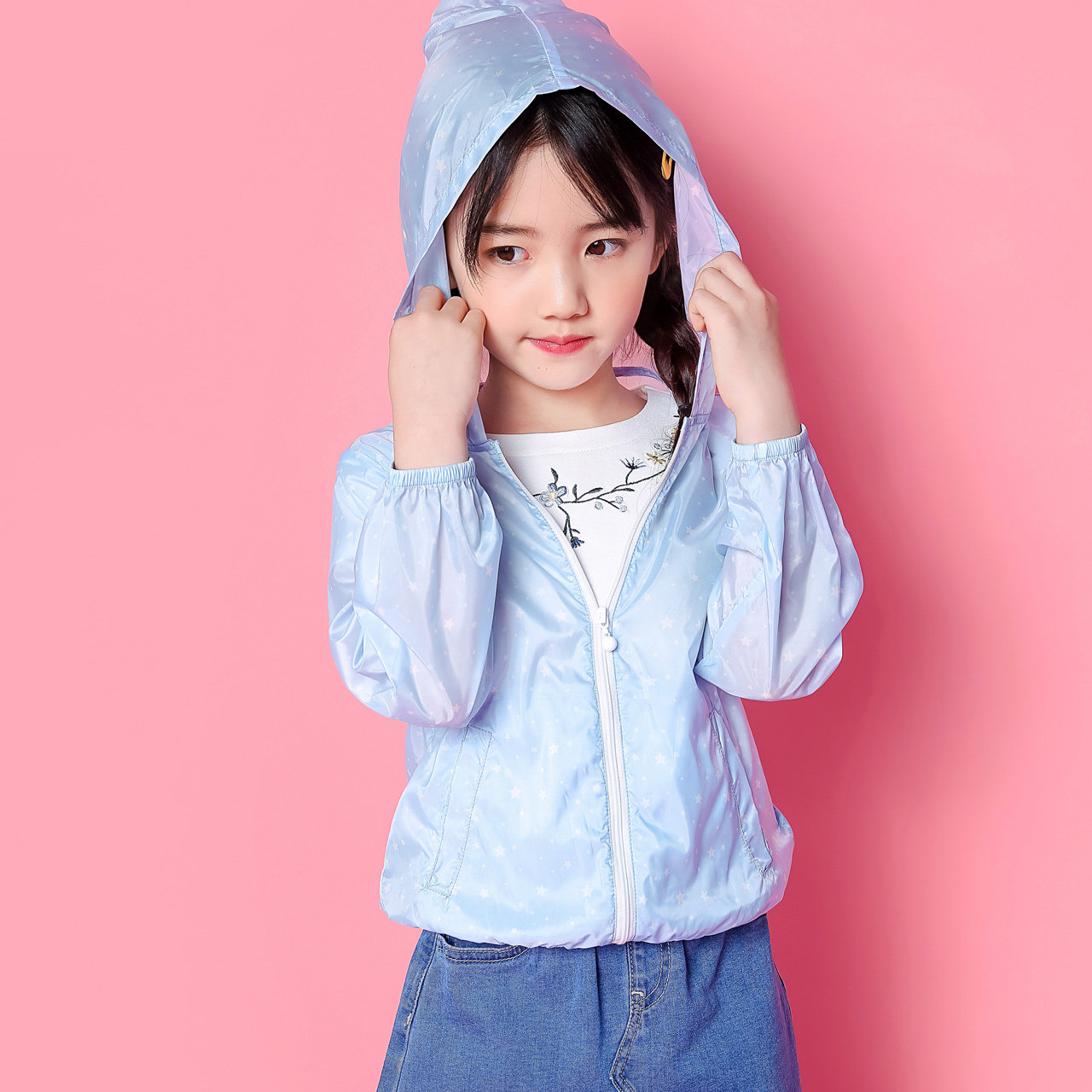 女童外套春夏2018新款洋气小公主可爱儿童宝宝上衣长袖连帽开衫女
