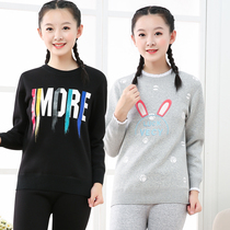 girls' warm underwear fleece thickened suit student bottoming outerwear junior high school kids girls bottoming shirt