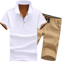 Summer cotton mens t-shirt short sleeve lapel polo shirt Slim casual sports suit comfortable large size mens summer
