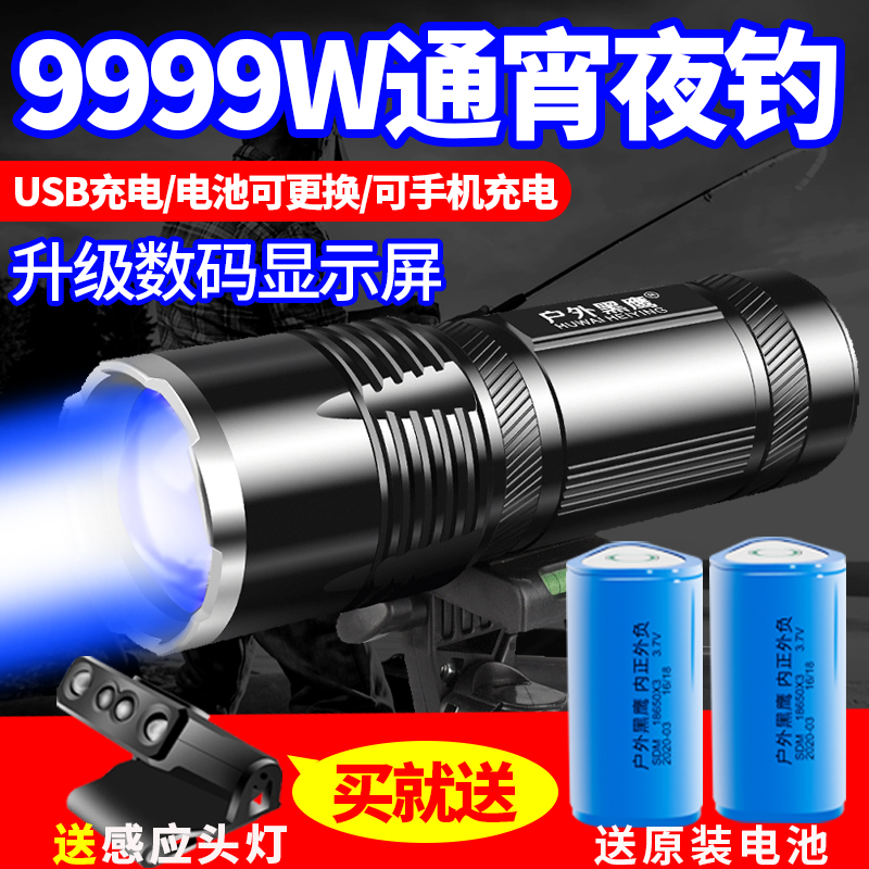 Fishing lights night fishing lights purple light table fishing super bright strong light fish lights high power blue flashlight xenon luminous laser cannon