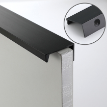 Black invisible handle Cabinet door Modern simple extended handle Wardrobe door drawer dark handle