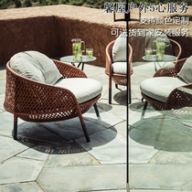 Outdoor Leisure Table And Chairs Patio Leisure Balcony Open-air Tea Table Combination Orange-style Nordic Rattan Chair Sofa