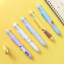 Creative Korean version multicolor ball pen Cute Students 6 Colors Press Action Atomic Pen Multifunction Office Stationery Hand Tent Pen