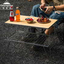 Coleman Outdoor Self Driving Rack Picnic Folding Table in Simple Stainless Steel with Bamboo BBQ Table Car