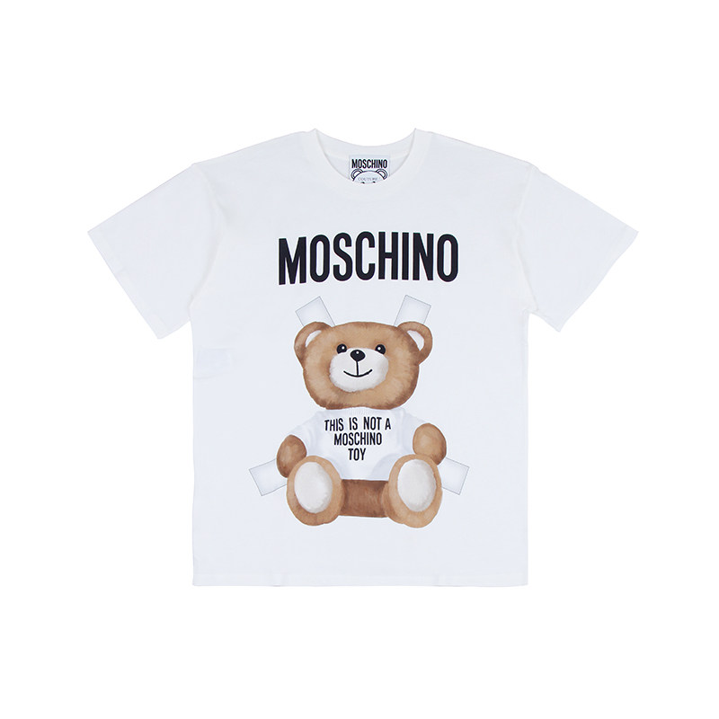 潮流观止 moschino 莫斯奇诺 新小熊字母t白色圆领短袖t恤