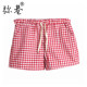 Mi Xiang Plaid Shorts Women's Summer Elastic Waist Home Pajamas Casual Size Sports Fat mm Versatile Hot Pants