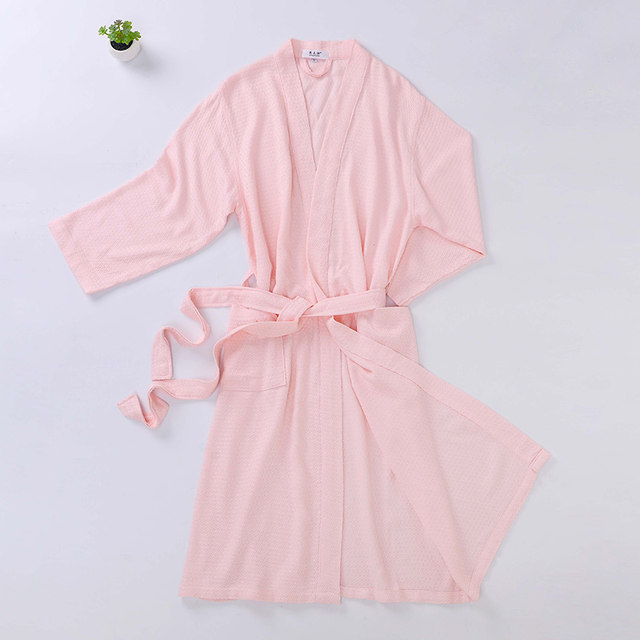 Infus Bamboo Fiber Bathrobe Women's Adult Ice Silk Silk Nightgown Summer Thin Long Long Style Men's Water-Absorbent Quick-drying Kimono Yukata