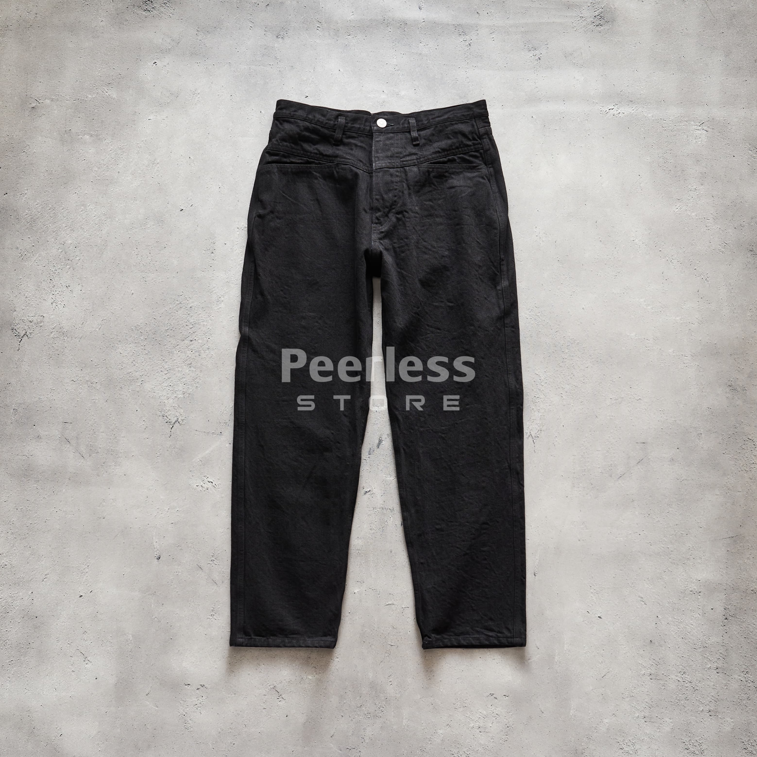 现货COMOLI DENIM TAPERED PANTS 日产水洗锥形黑牛牛仔裤25aw