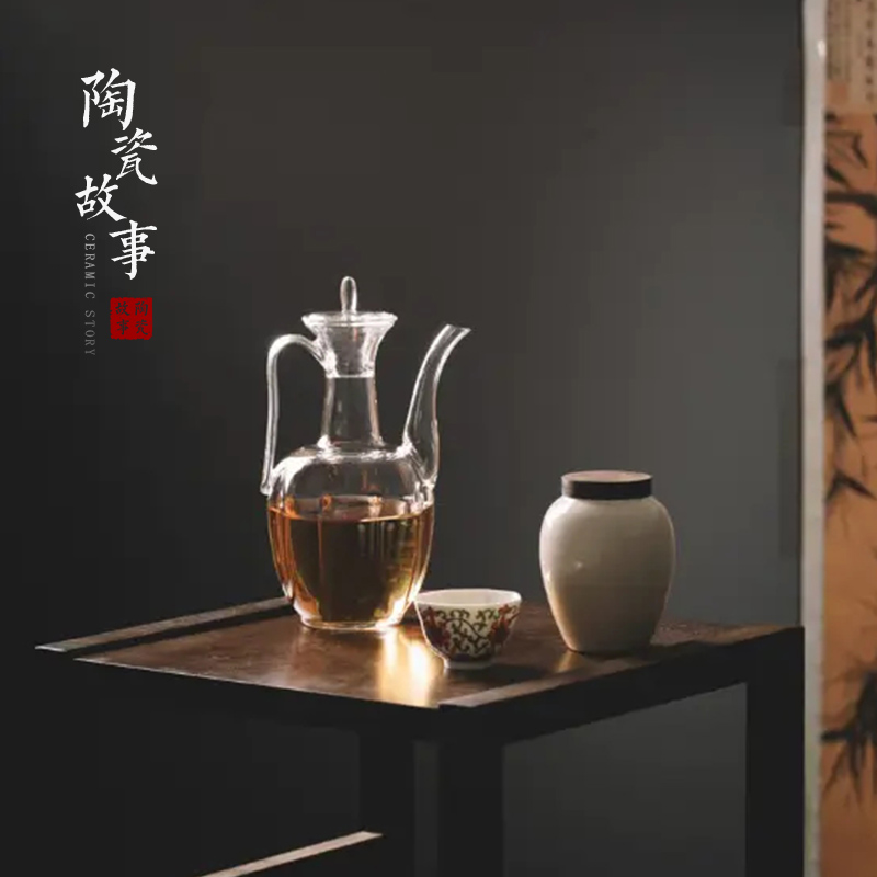 The Story of pottery and porcelain imitation song dynasty style typeface ewer pure manual with thick transparent glass tea set high temperature burn blisters teapot small single pot