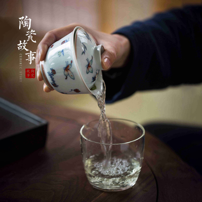 High - end checking hand - made ceramic story town tureen only three blue and white color bucket recent tureen tureen