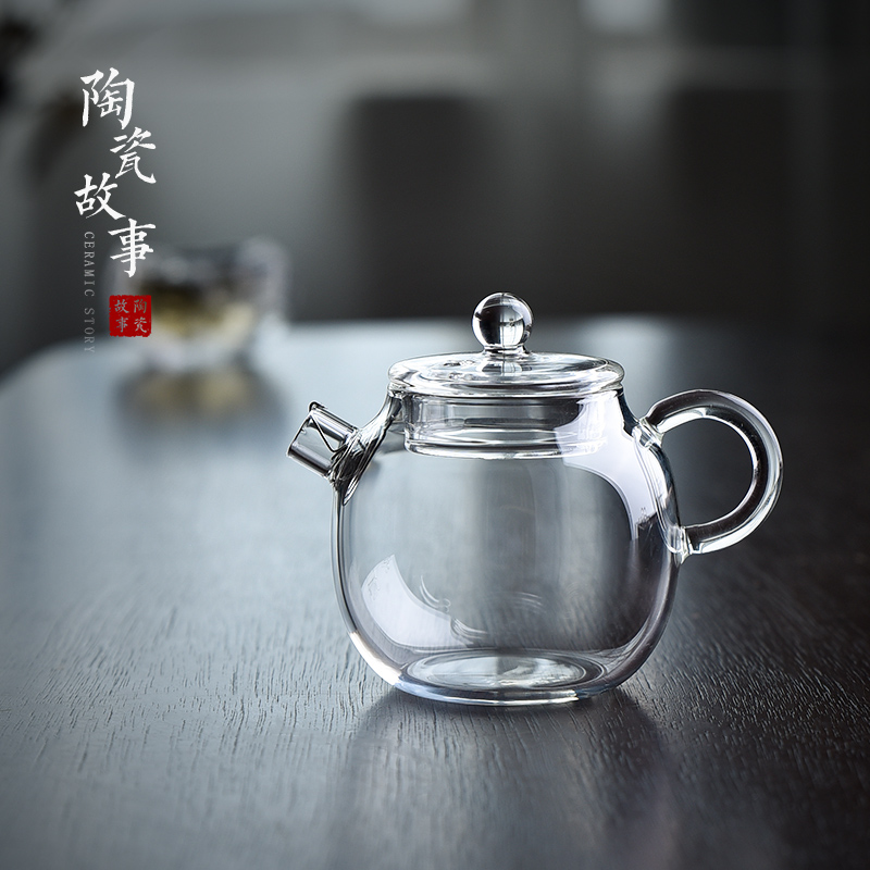 Ceramic glass teapot single story high - temperature kung fu tea set filter Japanese one little teapot with a flower pot