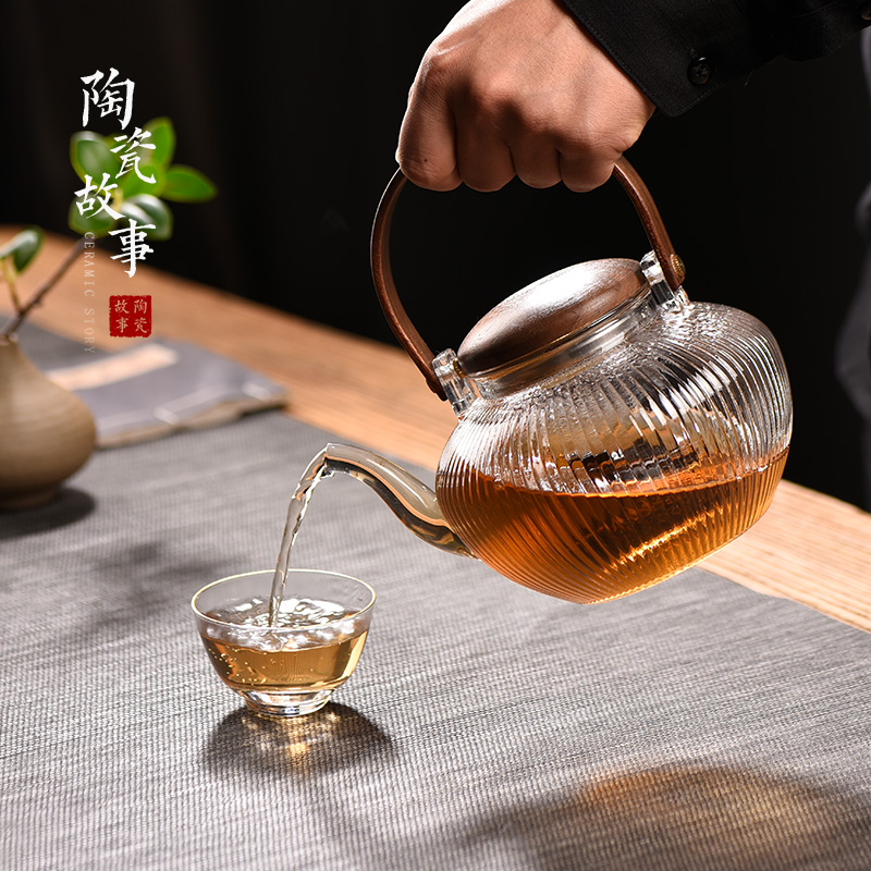 Glass cooking pot electricity TaoLu suit kettle filtering thickening heat - resistant kung fu tea set girder teapot tea stove