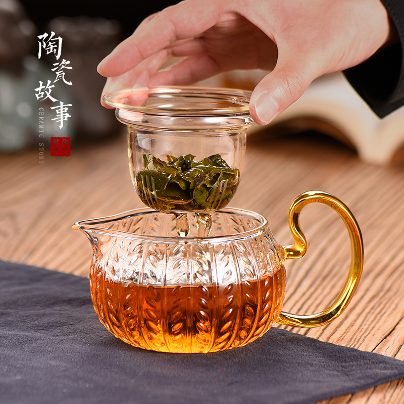 Ceramic teapot story little teapot tea separation, high temperature resistant glass hammer floret teapot tea set